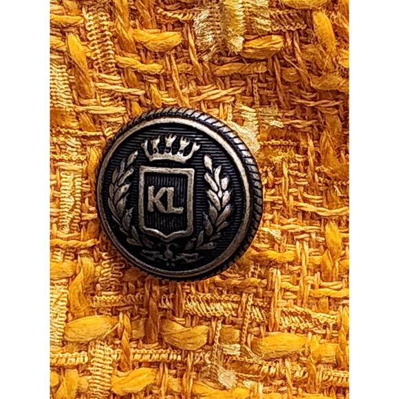 NEW Karl Lagerfeld Paris Double Breasted Tweed Blazer sz 10 Golden Orange - Picture 12 of 12